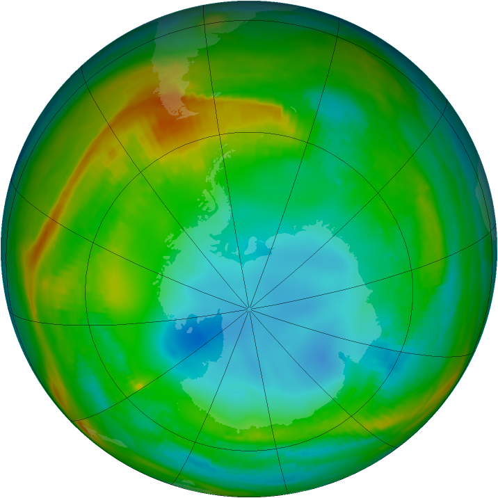 Antarctic ozone map for 27 July 1983